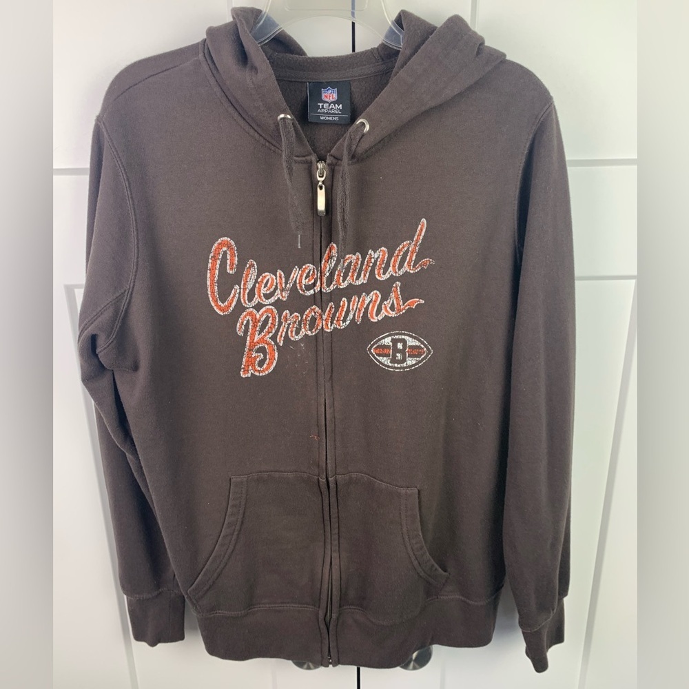 NFL Cleveland Browns Women’s XL Zip Front Hoodie Sweatshirt Football Graphic - Picture 2 of 8